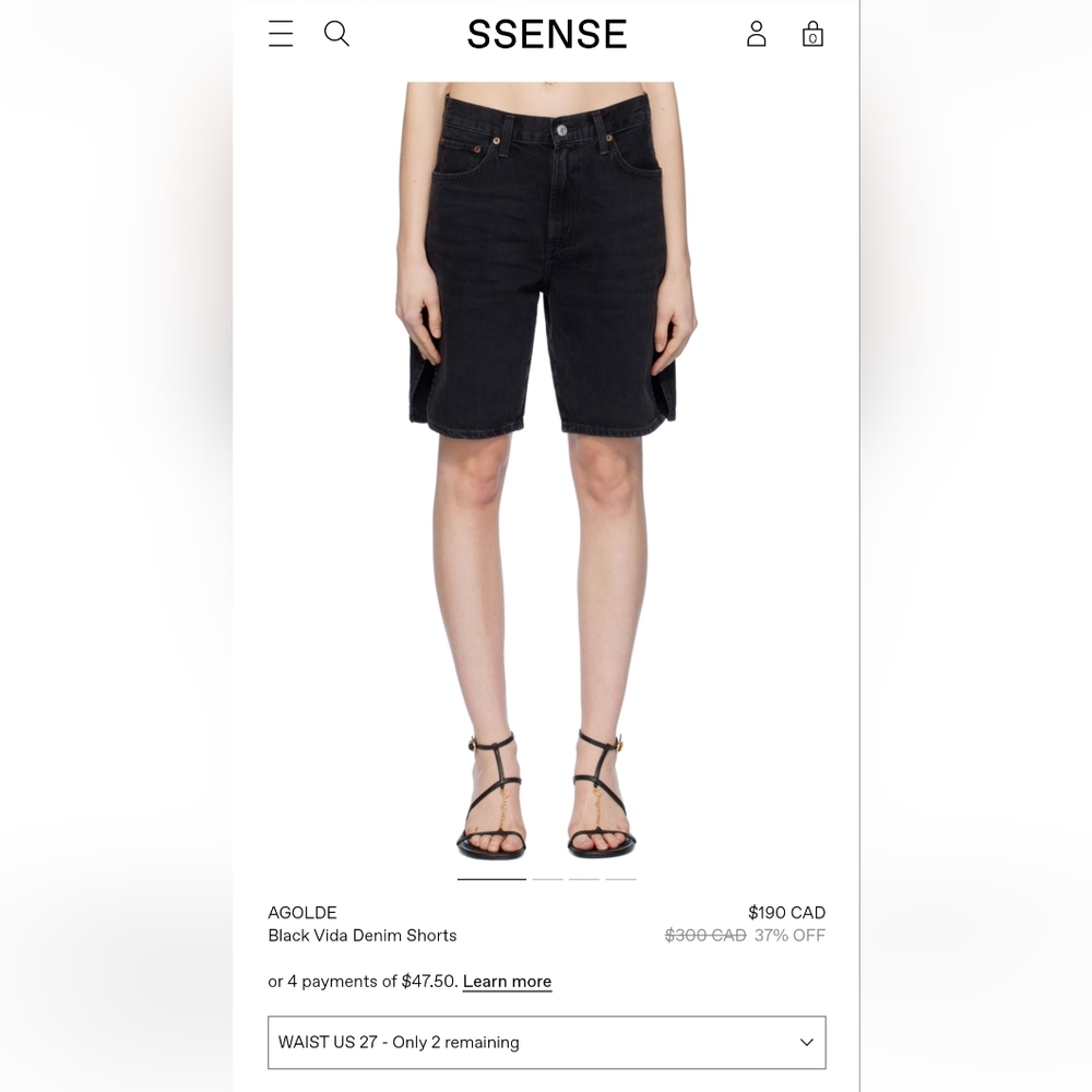SOLD AGOLDE Black Vida Denim Shorts